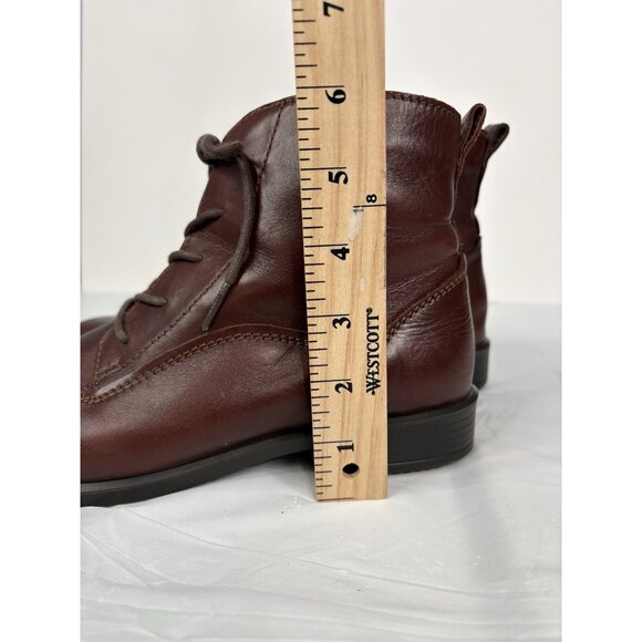 ECCO Touch 25 Lace Up Leather Boots Women’s 9.5 40 EU Side Zip Brown Bootie - Picture 15 of 15